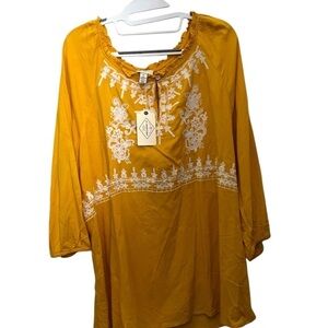 St. John's Bay Gold Blouse with Embellished Relaxed Sleeves